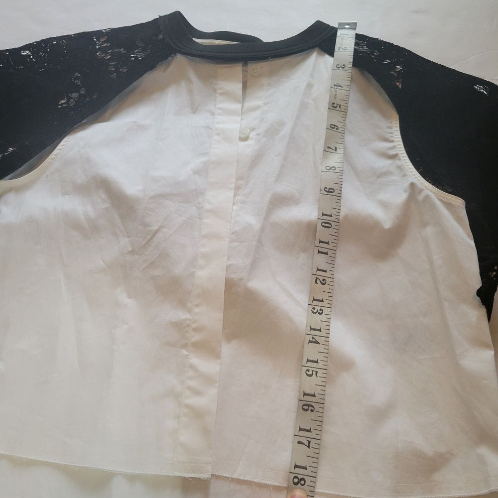 DKNY Runway -Black & White Velvet Lace Top small - Picture 5 of 9